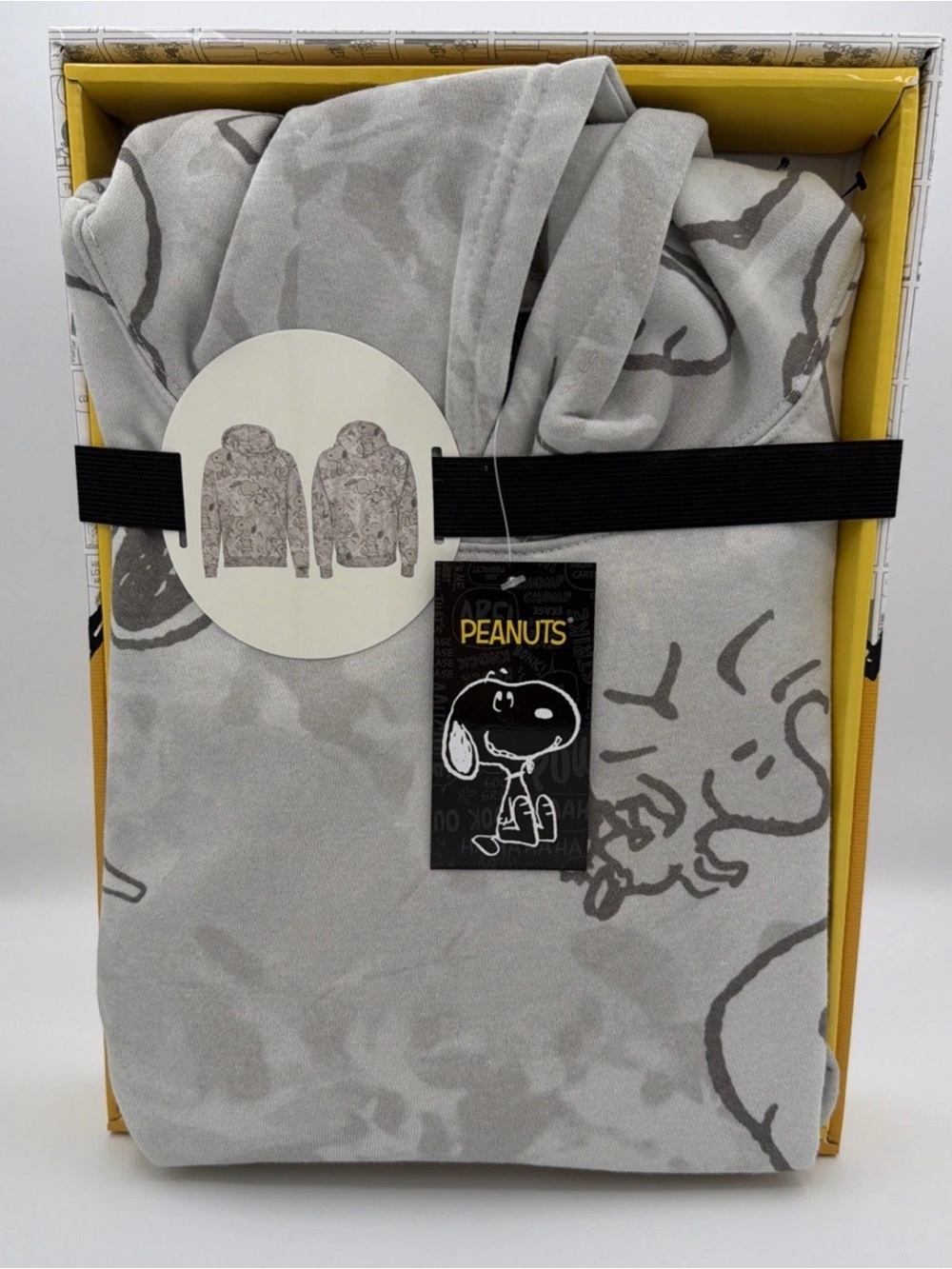 Peanuts Snoopy Hooded Sweatshirt - Light Gray Graphic - Large